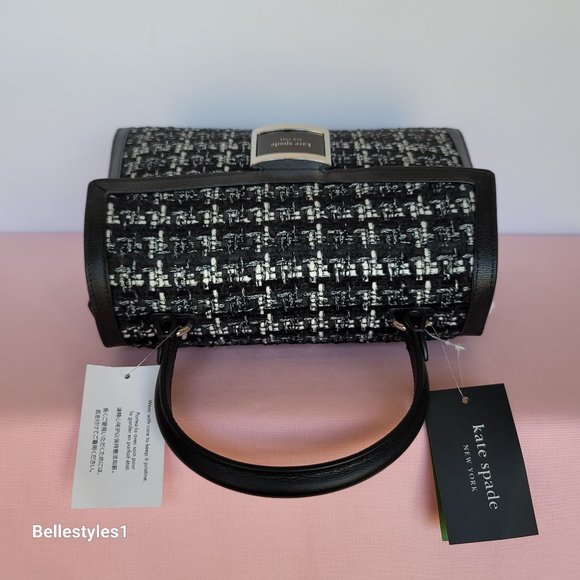 KATE SPADE Katy Tweed Medium Top Handle & Crossbody Bag- Black Multi⭐ - Picture 9 of 16